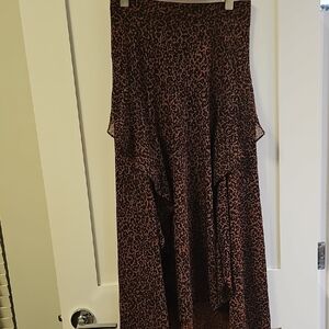 Topshop Brown Wrap Maxi Skirt with Asymmetrical Ruffles Size 6